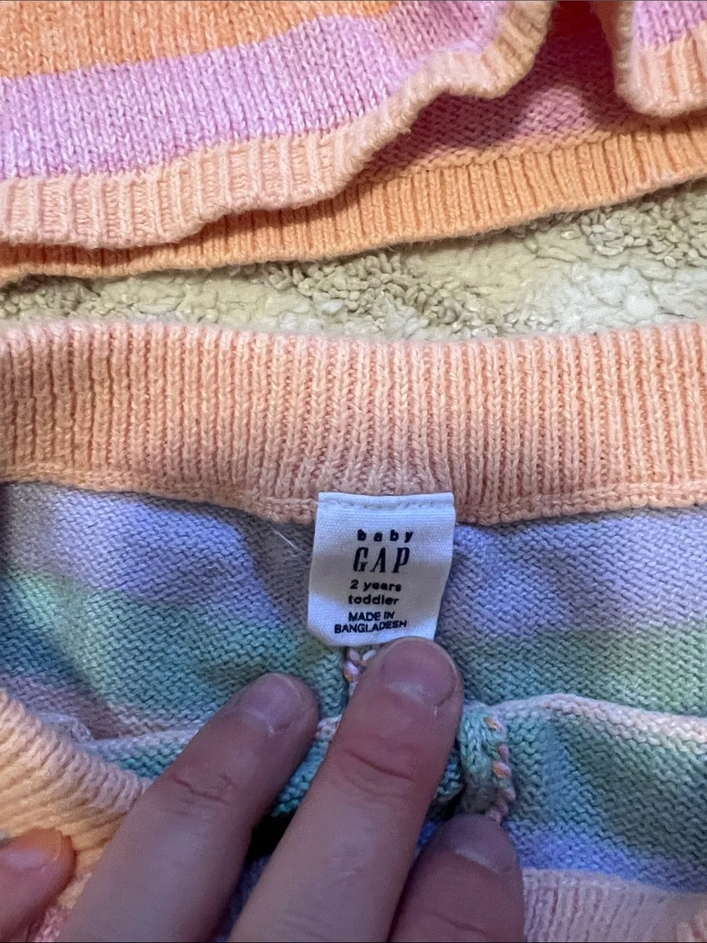 GAP Peach & Pastel Striped Knit Two-Piece Toddler Set